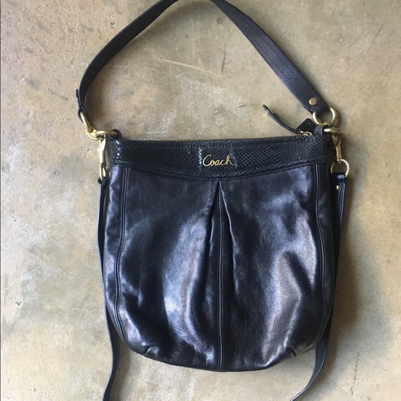 COACH Black Crossbody Shoulder Bag Black & Gold - Picture 2 of 8